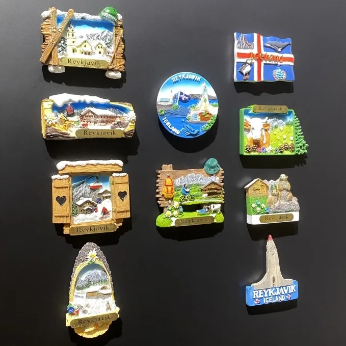 Iceland 3D Fridge Magnets Tourism Souvenir Polyresin Refrigerator Magnets Sticker Collection Handicraft Gift Home Decoration