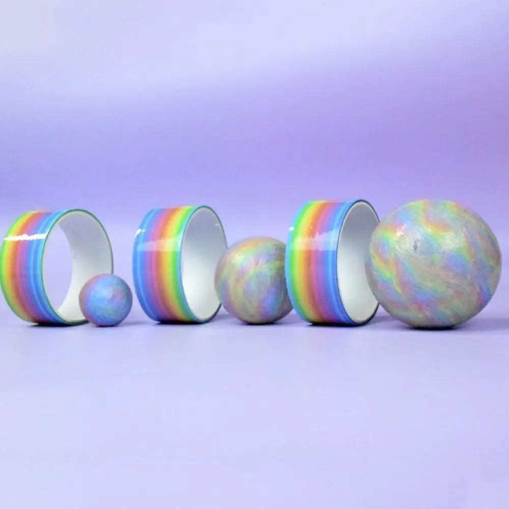Relaxante fitas pegajosas de rolamento de bola diy fazendo rolos de bola colorida fitas adesivas iridescência bola colorida fitas pegajosas crianças