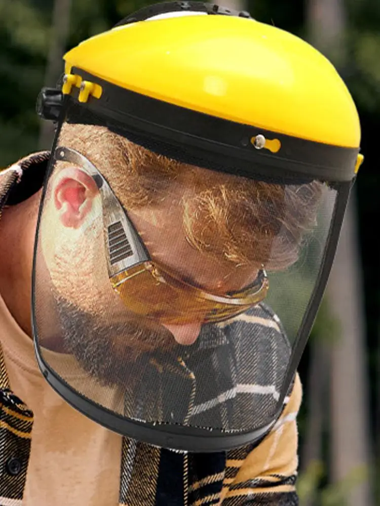 درع الوجه الآمن، درع الوجه بالمنشار، أغطية رأس قابلة للتعديل مع شبكة حديدية، قناع واقٍ، لوازم الحدائق للرجال والنساء