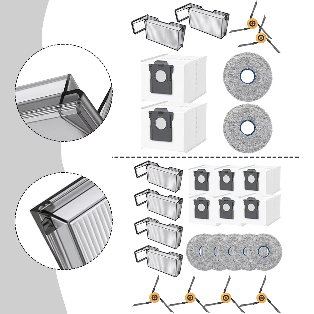 Replacement Kit For Dreame X60 Max Ultra Complete Robot Vacuum Cleaner Spare Filters Mop Cloths Dust Bags Side Brushes