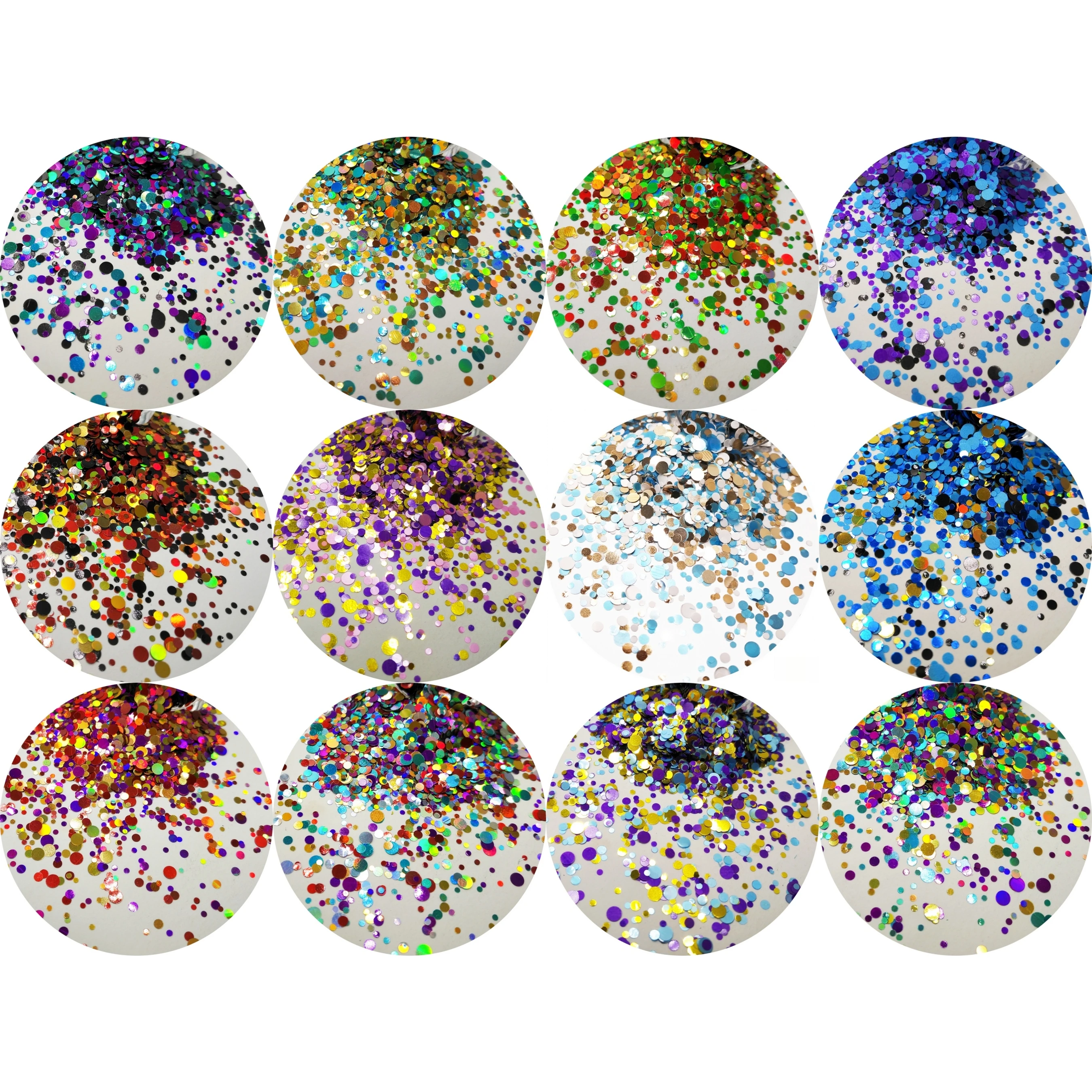 Holographic Chunky Glitter Round Dot 12 Colors PET Sequin for Nail Art Resin Craft DIY Phone Case Tumbler Festival Party Decor