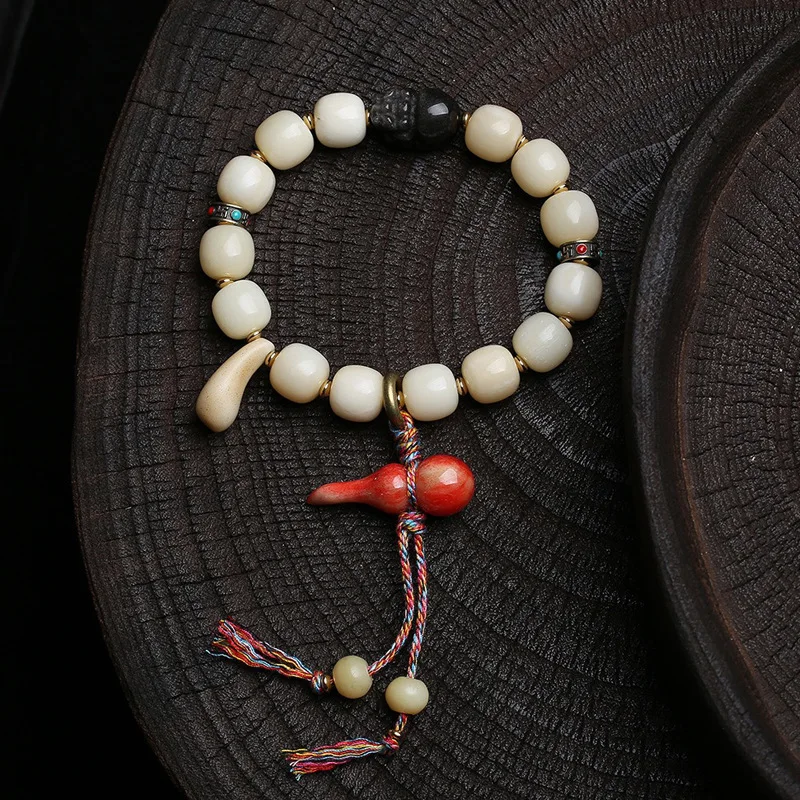 

Tibetan return bone barrel beads I strings single-ring obsidian brave half-blood gourd material ware accessoriesvintage bracelet