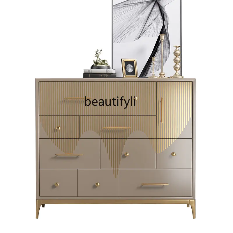 

Light Luxury Chest of Drawers Solid Wood Twelve Chest of Drawers Storage Cabinet Living Room Entrance Cabinet Wall Cabinet