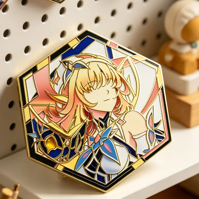 Genshin Impact Nicole Reeyn Hexagon Enamel Pin Badge Fan Made Anime Game Brooch Bag Charm Gift