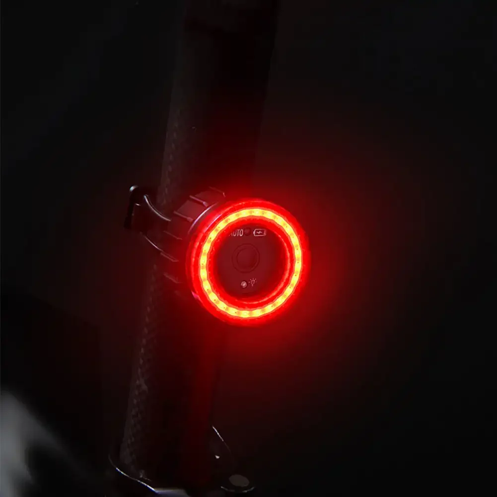 Portable Intelligent Sensing Bicycle Brake Taillight COB Large Aperture Long Endurance Night Riding Warning Light USB Charging