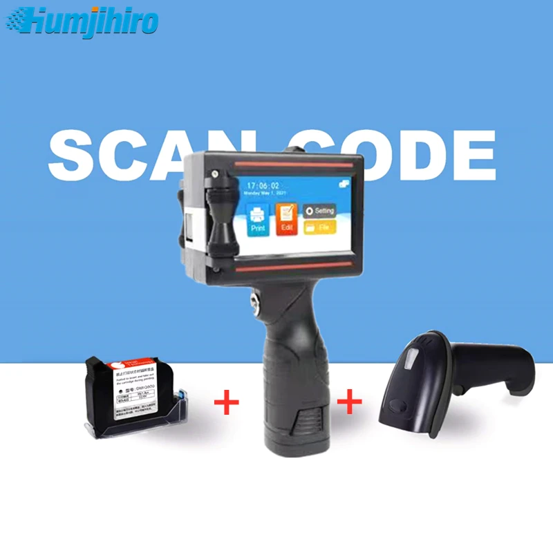 Stampante a getto d\'inchiostro portatile HUMJIHIRO con Scanner di codici QR Bar codice Batch codice 1D Scanner per stampante a getto d\'inchiostro