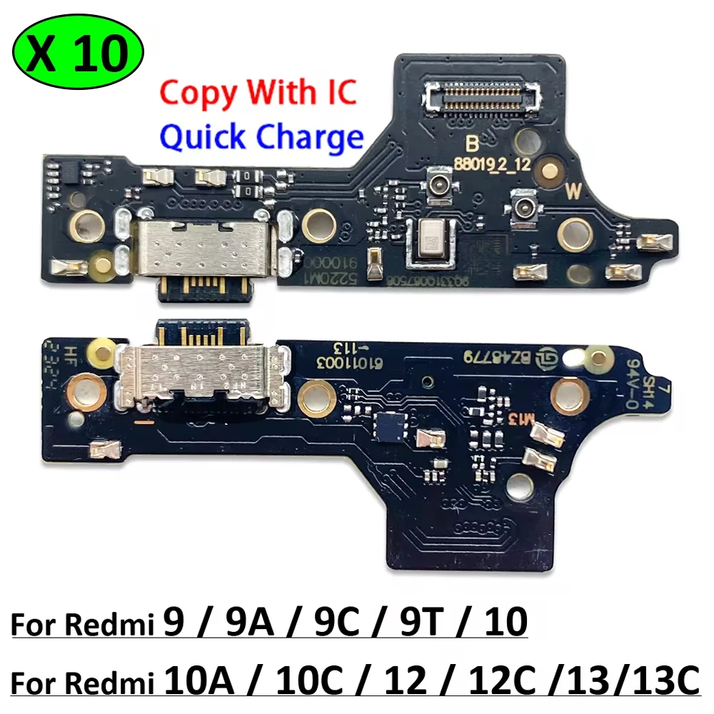 

10Pcs, USB Charge Port Jack Dock Connector Charging Board Flex Cable For Xiaomi Redmi 9 9C 9A 9T 10C 12C 10A 10 12 12C 13C 4G 5G