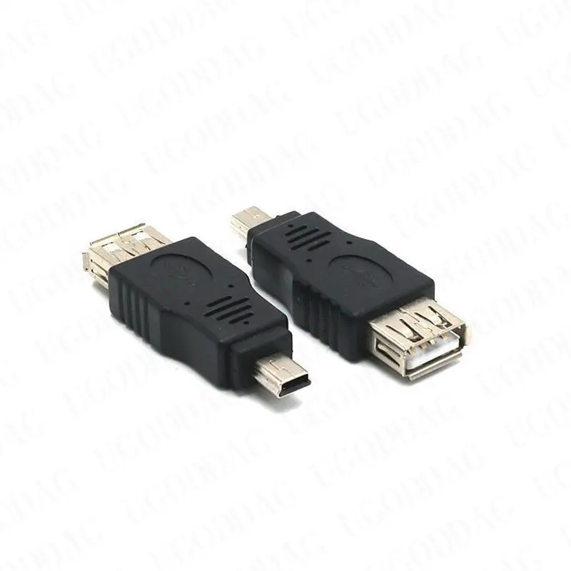 Mini USB męski na USB żeńskie złącze konwertera Transfer synchronizacja danych Adapter OTG do samochodu AUX MP3 MP4 tablety telefony u-disk Mouse