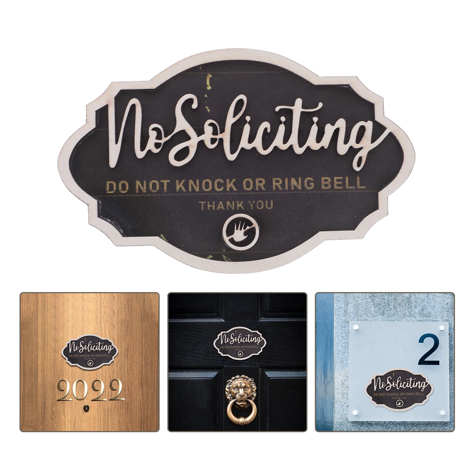 

No Soliciting Door Sign Wood Plaque Privacy Respect Material Easy Installation Anti Solicitation Home Decor Front Door