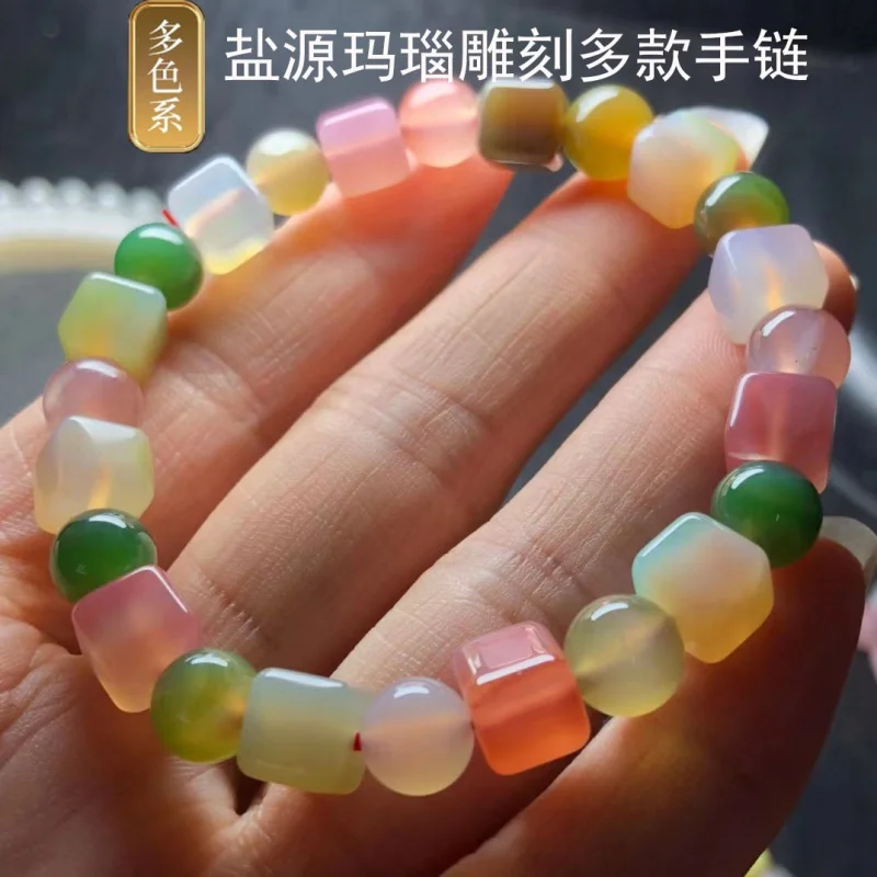 

Натуральный агат Yanyuan, граненый, искусственный Лотос, фарфоровая тарелка, бусины, колесо, кубик сахара, для мужчин и женщин, для евреев