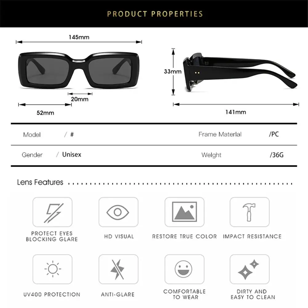 Women & Men Square Trendy Jelly Color Eyewear Purple Sun Glasses Men\'s Shades Small Rectangle Sunglasses