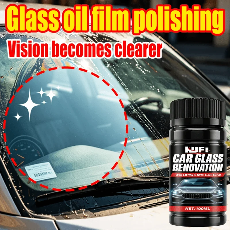 Professional Car Glass Oil Film Remover Paste, Removes Stains & Oil Film, Powerful Descaling & Water Spot Remover Cream