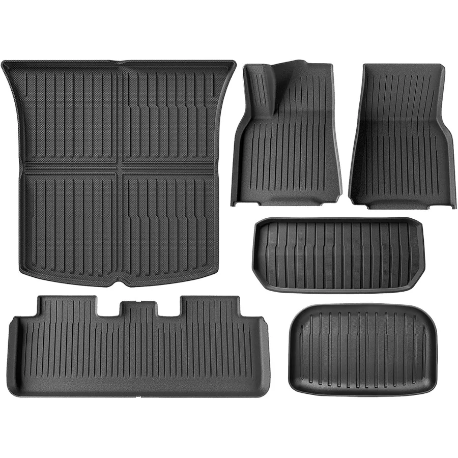 

AllWeather Floor Mats for Tesla Model Y 20212024 Set of 6 Mats TPE Waterproof AntiSlip Front Rear Trunk Cargo Liners with Custo