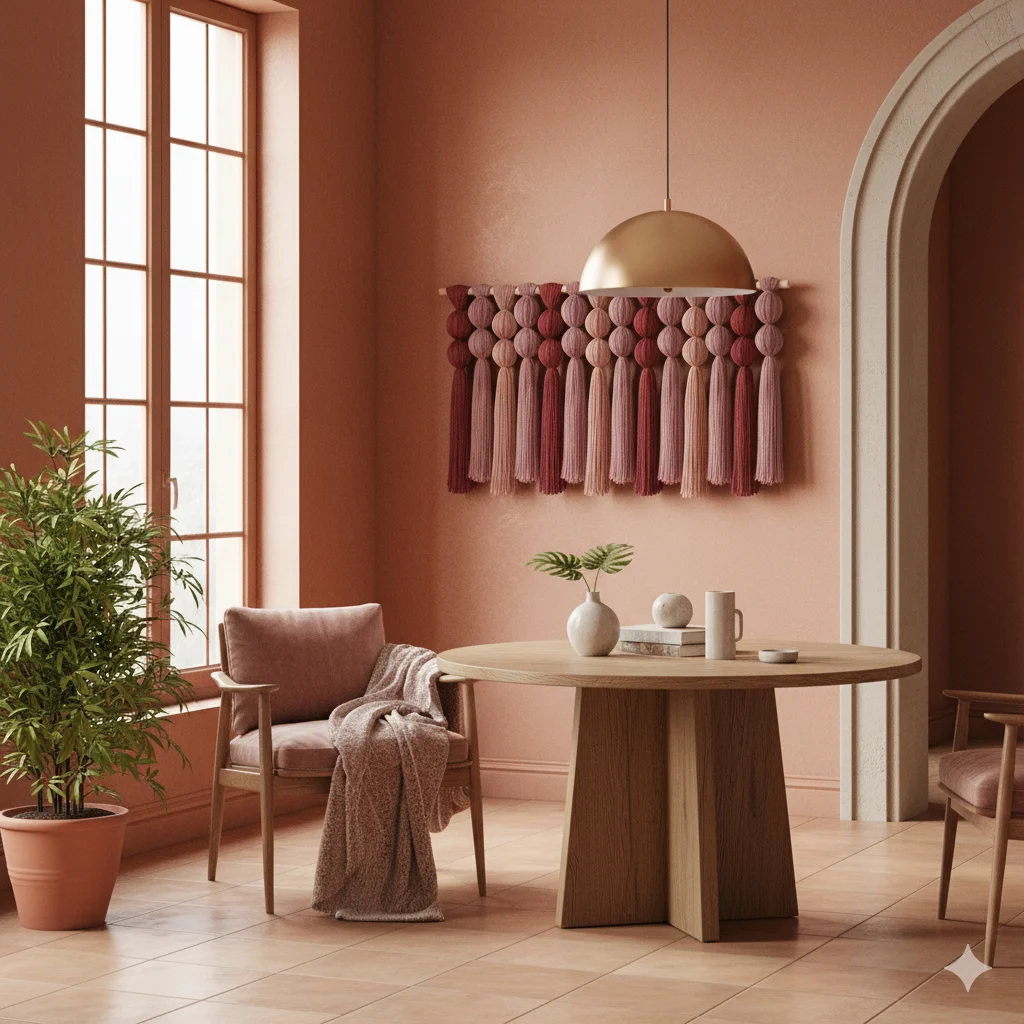 

Подвеска с вязаным шерстяным краем, бордовая, ручной работы, для декора дома на день рождения или годовщину.