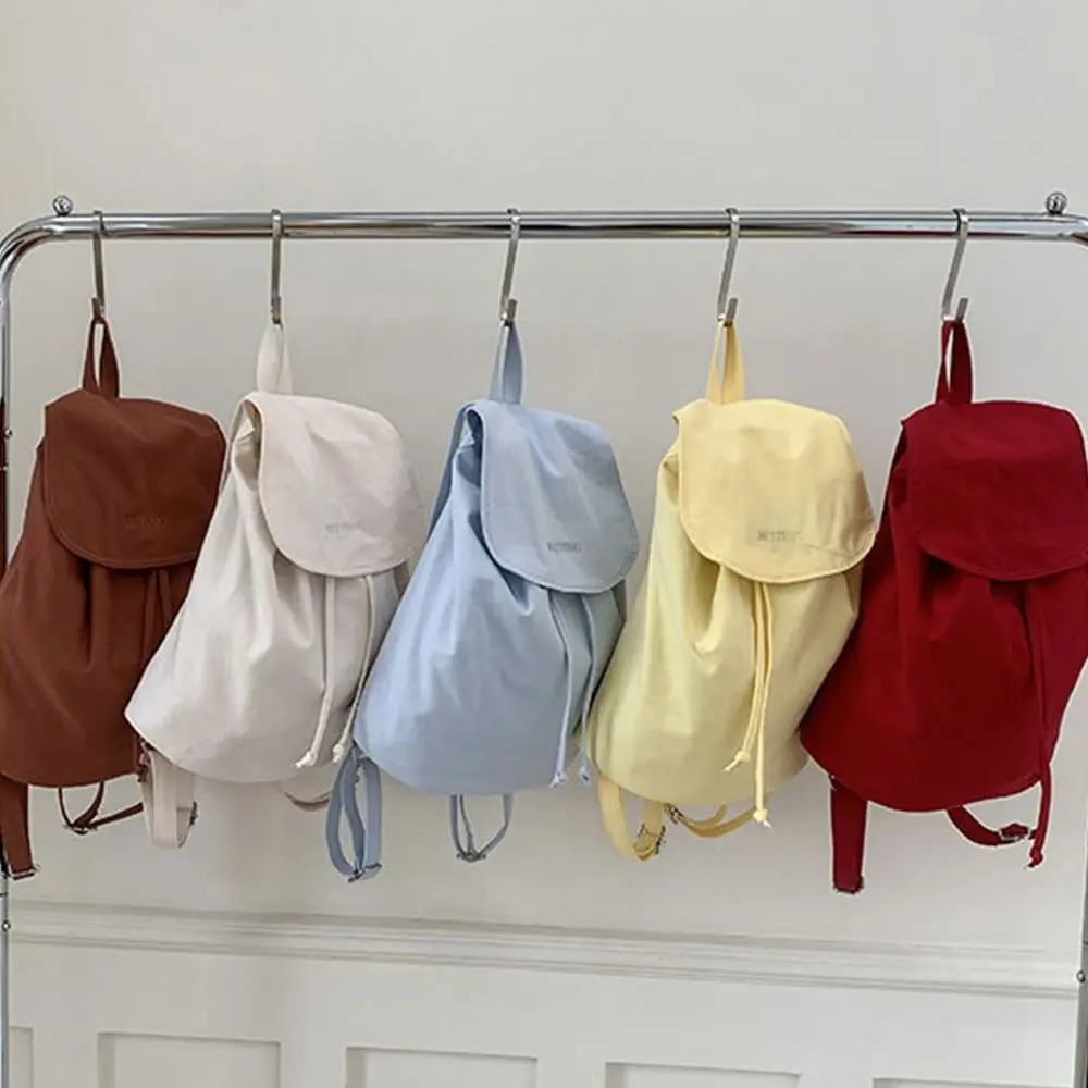 트렌디 한 간단한 나일론 배낭 솔리드 컬러 대학 나일론 어깨 가방 경량 대용량 학생 Schoolbag 청소년