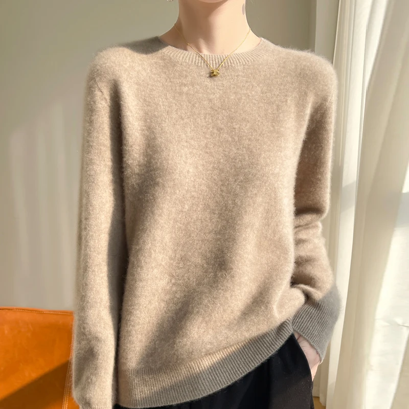 2024 New Cashmere Sweater Women Autumn Winter Solid Long Sleeve Loose Pullover Tops Casual Cashmere Sweater Women