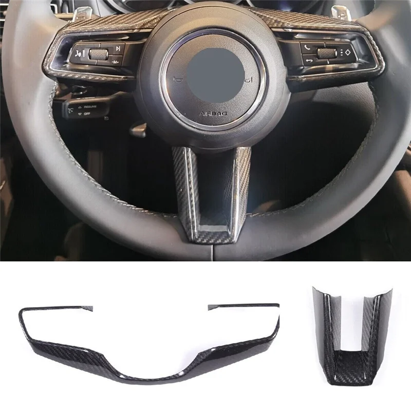 Car Steering Wheel Decorative Frame Cover Panel Dry Carbon Fiber for Porsche Macan 2022-2023 Interior Accessories