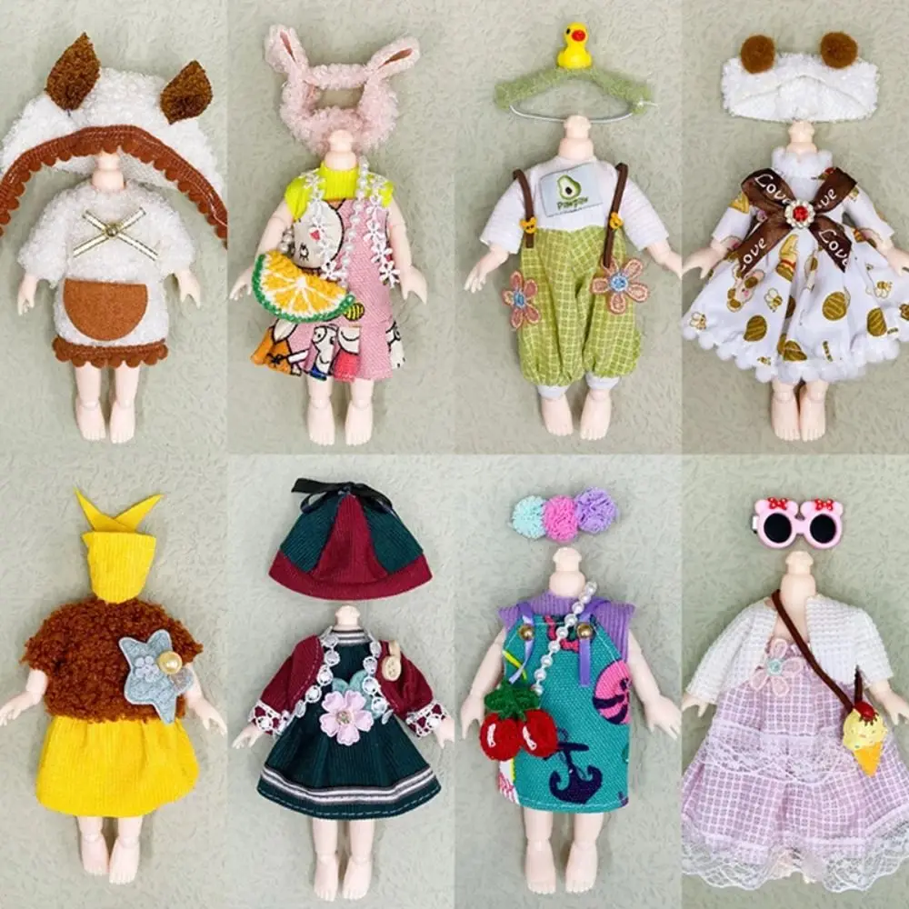 Replacement Outfit 16cm Doll Clothes Suit Plush Patch Changing Doll Winter Dressup Skirt 16-17cm Sweet Skirt Cute Clothes Set