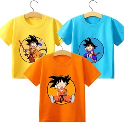 Miniso Dragon Ball T-shirt odpowiedni dla dzieci i dorosłych Cartoon Baby Clothing Monkey King Anime Print Short Sleeve T-shirt