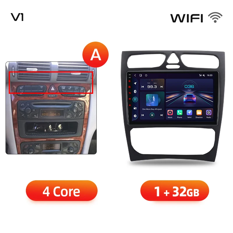 Junsun CarPlay Android Auto Autoradio voor Mercedes Benz C Klasse W203 C200 C320 C350 CLK W209 2000-2005 intelligente Multimedia 4G