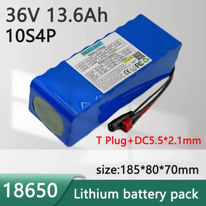 

36V 13.6Ah 18650 lithium battery pack 10S4P 500W motor large capacity 42V outdoor camping power backup battery