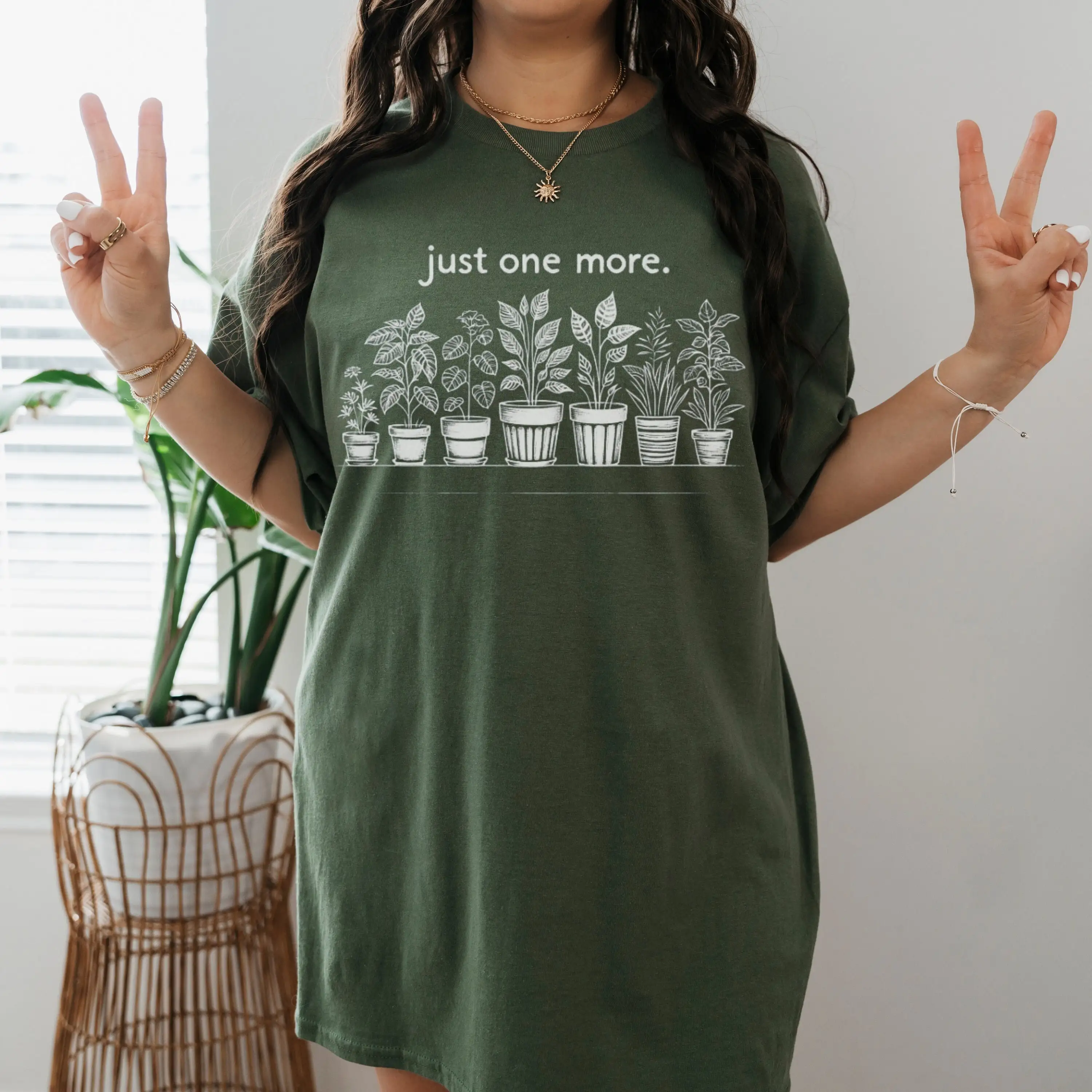 Plant Lady Just One More T Shirt Mom Gardening For Lover Cotton House Plants