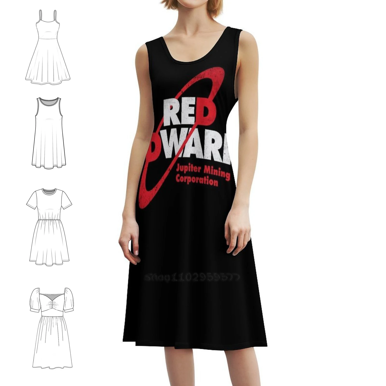 

Red Dwarf Jupiter Mining Corporation Vintage Bohemian Dress Puff Sleeve Or Sleeveless Options For Women Dress Red Dwarf Jupiter