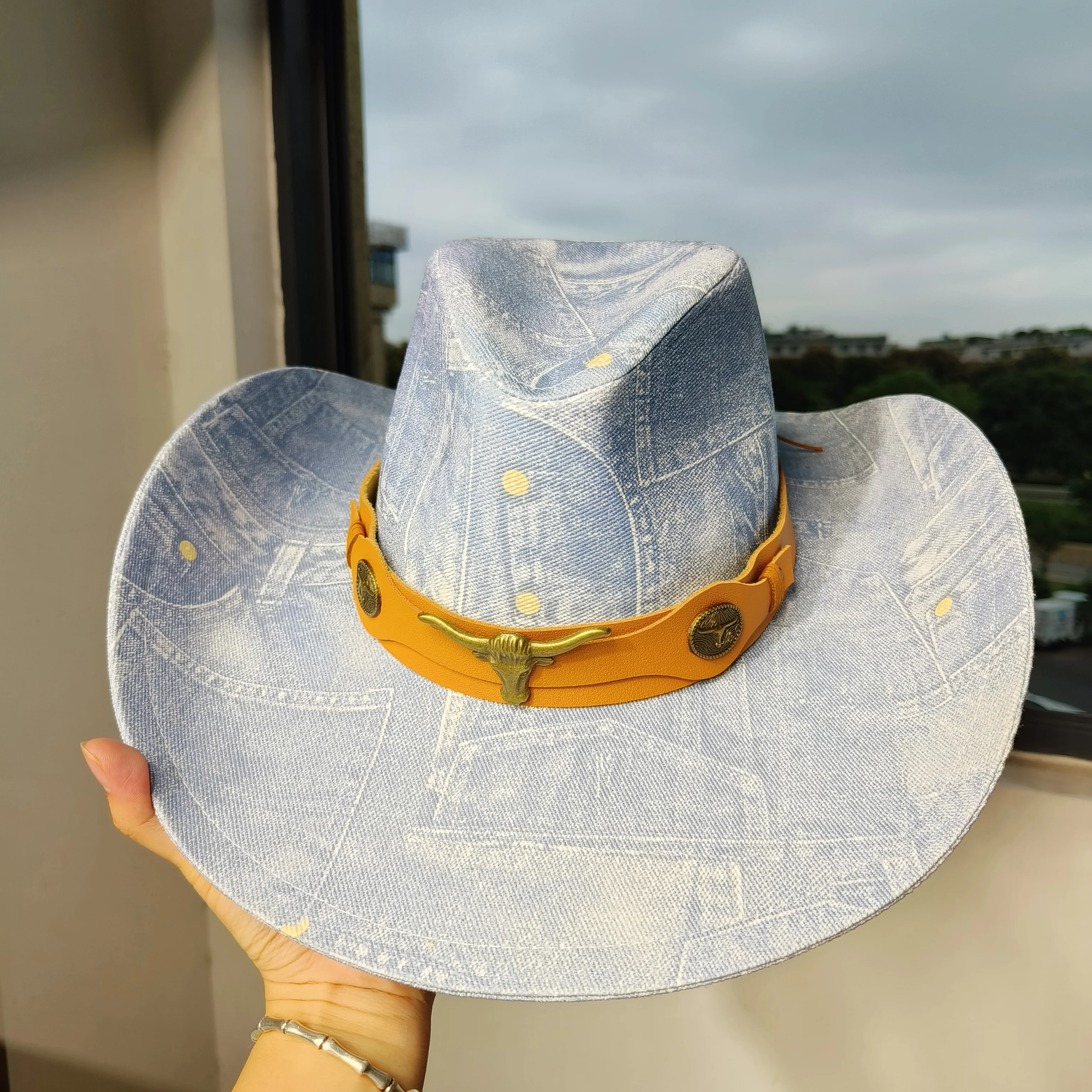 Denim Patchwork Cowboy Hat Men Women canvas hat unisex cowboy hat retro party stage sombrero vaquero dandy hats gorras