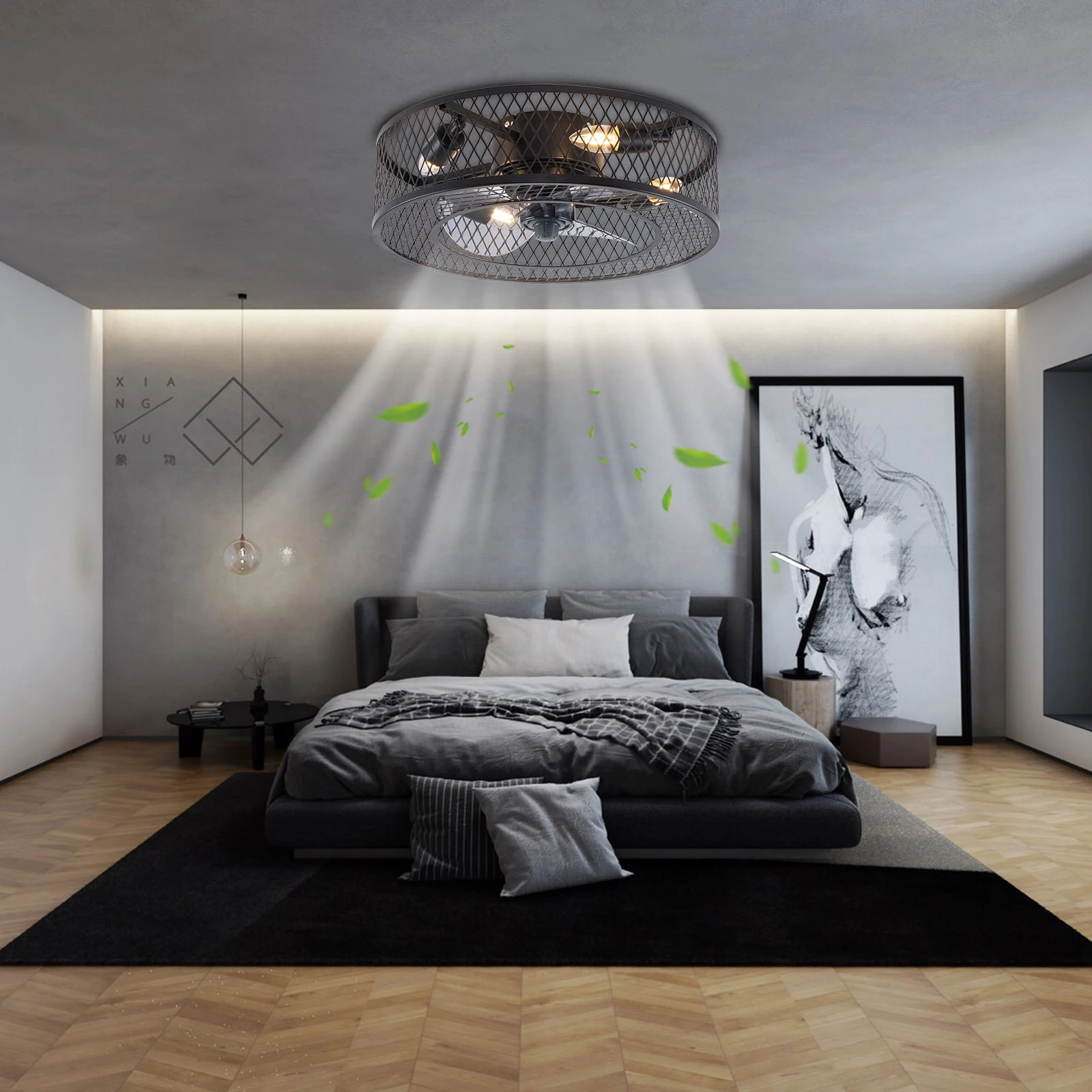 18in Ceiling Fans,  Fan Chandelier Remote  3 Speed Low Noise Timer Lighting Iron ABS for Home Bedroom Dining Restaurant Hallway