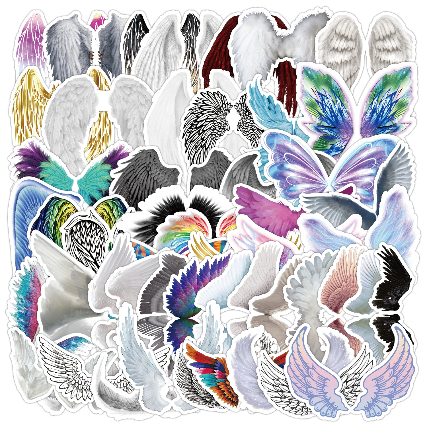 

50pcs Angel Wings Waterproof Doodle Sticker DIY Motorcycles Stickers, for Car Laptop Phone Case Luggage Water Bottle Cup