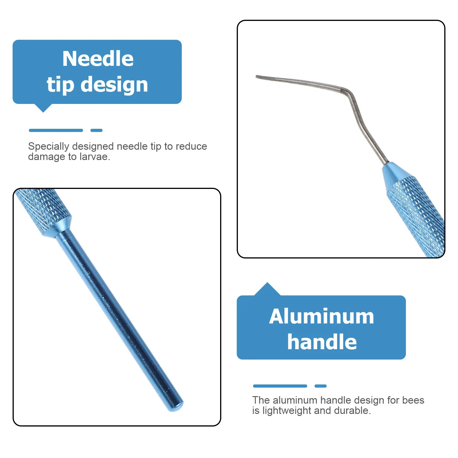 2Pcs Beekeeping Moving Grafting Needle Tool Fine Tip Aluminum Handle for Safe Bee Transfer Hive Queen Rearing and Colony