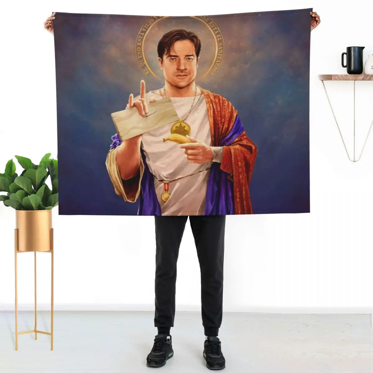 Saint Brendan of Fraser - Brendan Fraser Original Religious Painting Throw Blanket Beach for babies Furry Plush Hairys Blankets
