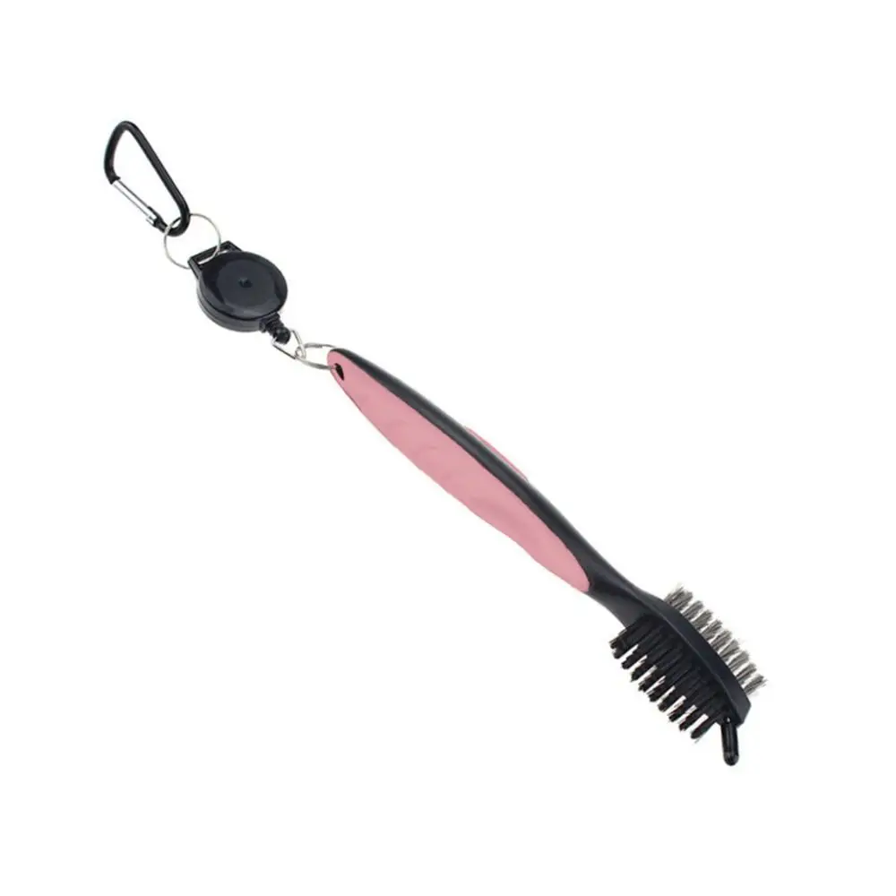 

3 In 1 Golf Club Brush Retractable Zip-line Retractable Groove Cleaner Keychain Design 4 Colors Groove Cleaning Brush