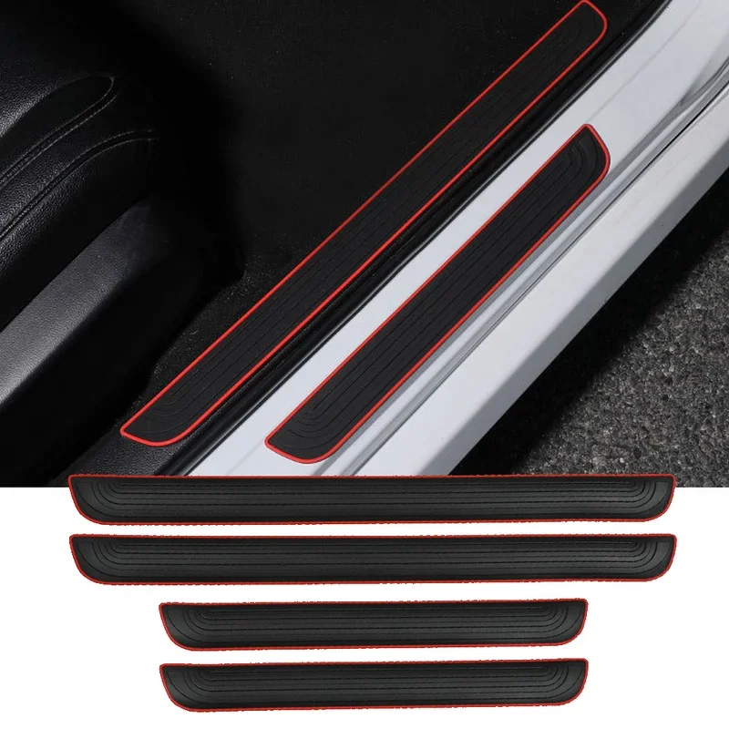 Cubiertas de desgaste de goma para el alféizar de la puerta del coche, Protector de Panel de puerta negro, antiarañazos embellecedor, piezas exteriores, accesorios de decoración de coche, 4 piezas