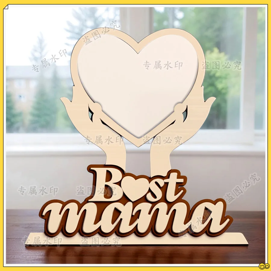 Puerta regalo del Día de la madre mano de madera sosteniendo amor marco de fotos mesa de ajuste mejor placa de madre adorno de decoración del hogar