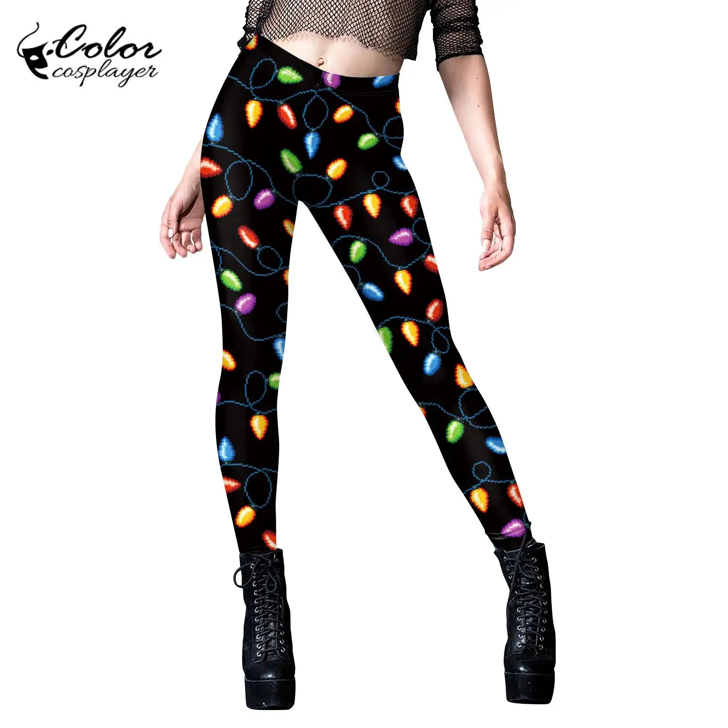 Color Cosplayer Women Christmas Leggings 3D Print Long Trousers Fantasia Xmas Trousers Pants Ladies Holiday Adult Costume