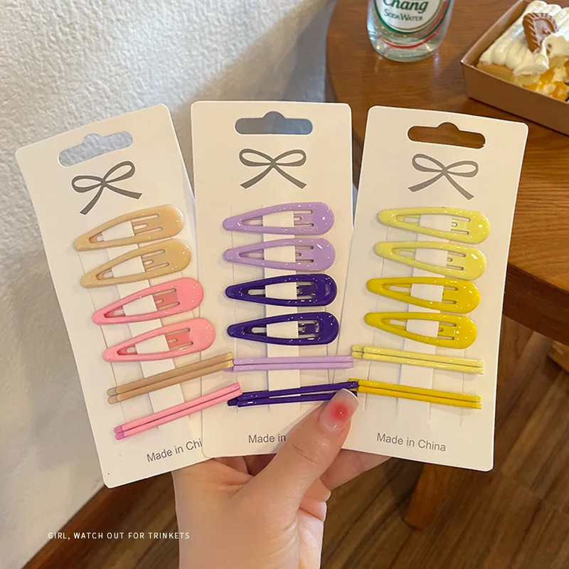 8Pcs/Set 5cm Candy Color Waterdrop Shape Hairpins Sweet Hair Clips Girls Kids Barrettes Slid Clip Fashion Hair Accessories