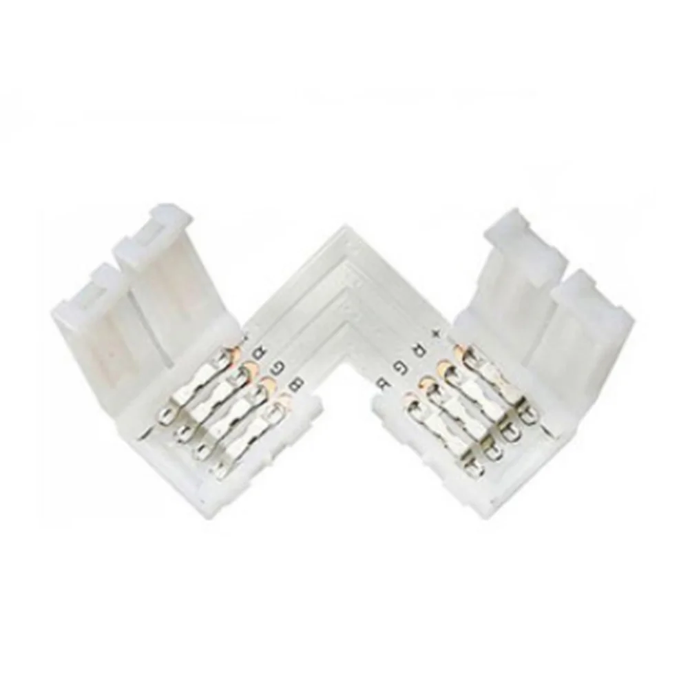 10PCS 5050 4 Pin RGB Corner Connector Corner Clips Buckle LED Strip Adapter Light Accessory (White) light strip buckle light st