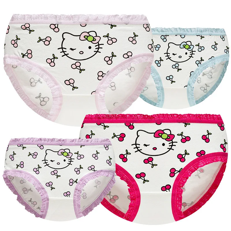 My Melodys Roupa Interior de Algodão para Meninos e Meninas, Cuecas Anime Kawaii, Kuromis Cinnamoroll, Algodão Purificado, Respirável, Antibacteriano, 5 Peças