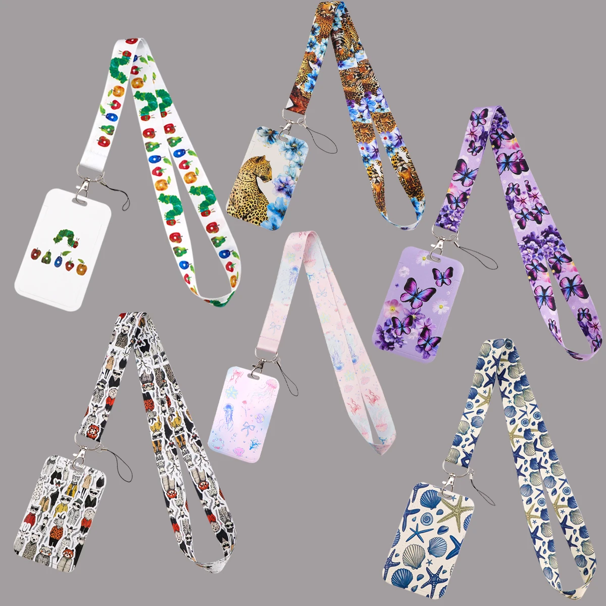 Animal Style Credential Holder Butterfly Lanyards for Key Neck Strap For Card Badge Gym Keychain Keyring Accessorie Gift