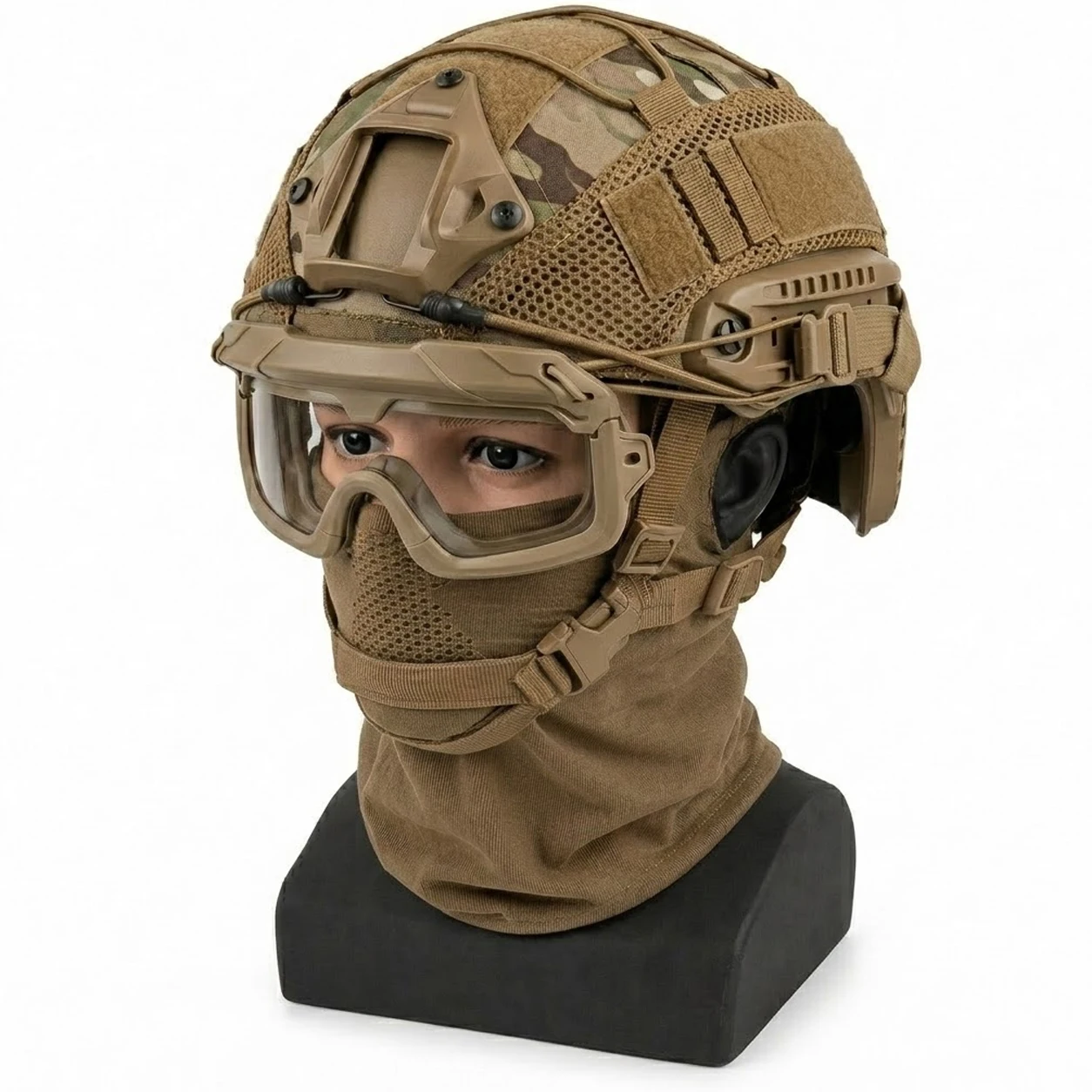 Tactical Helmet Set Full Face Protective Gear for Airsoft Paintball Hunting CS Game Fast Helmet with Goggles Steel Mesh Mask