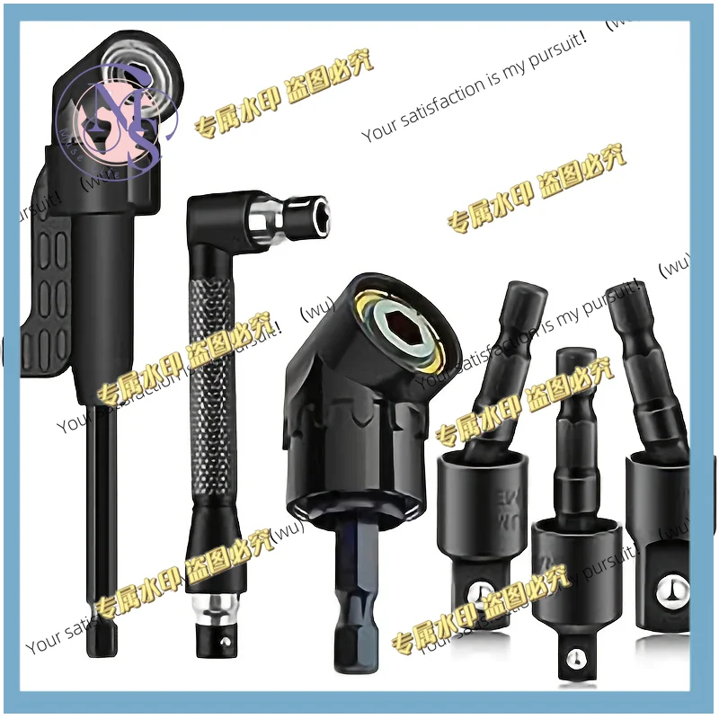 6-Piece 105 ° and 90 ° Right Angle Connectors, 1/4 3/8 1/2 Inch Impact Sleeve Set, 360 ° Rotatable Shaft Extension Rod