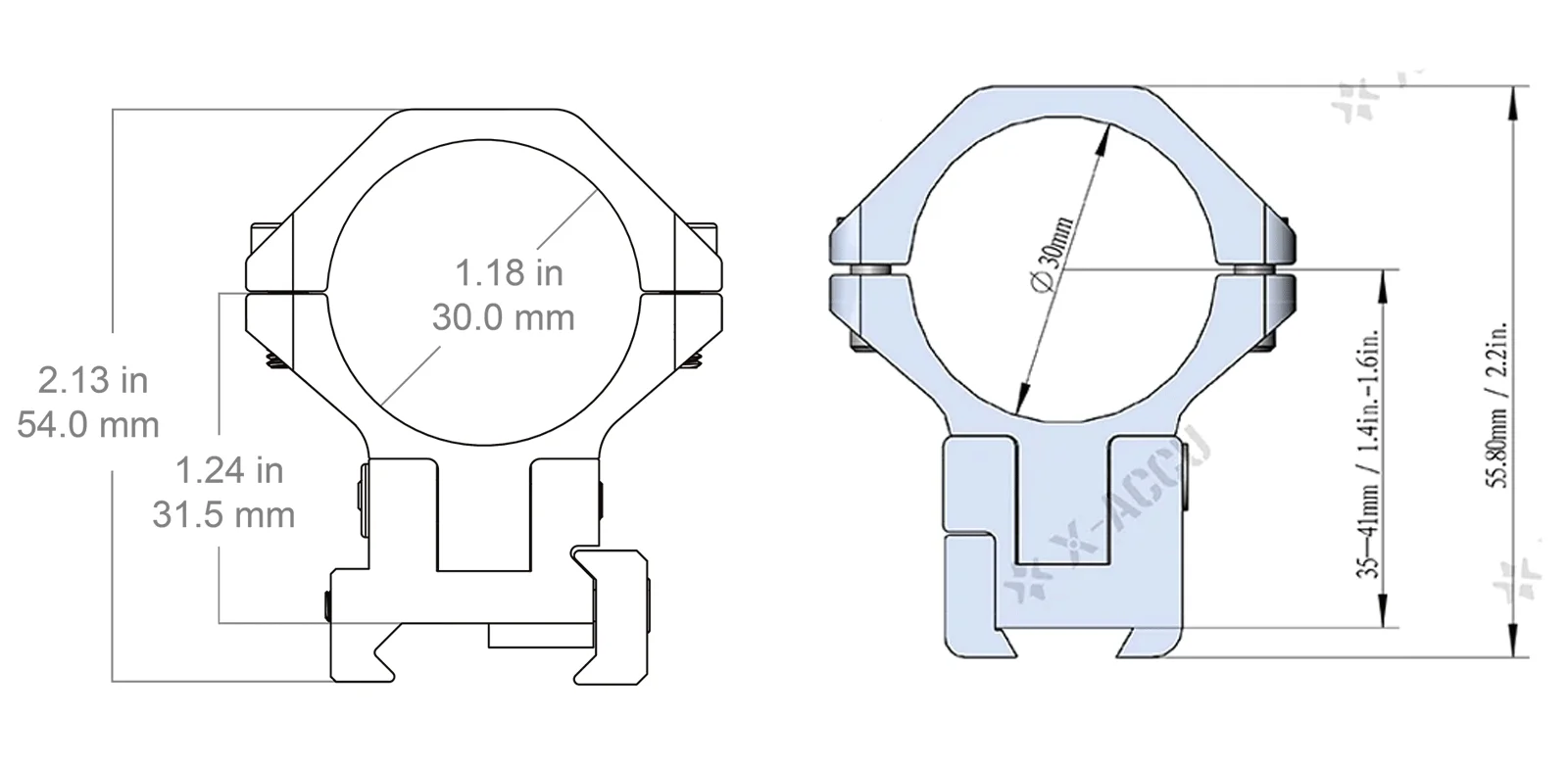 Vektoroptik, Durchmesser 30 mm, verstellbare Höhe, Schwalbenschwanz-Picatinny-Montagering für die optische Zielfernrohrmontage – Detail 6