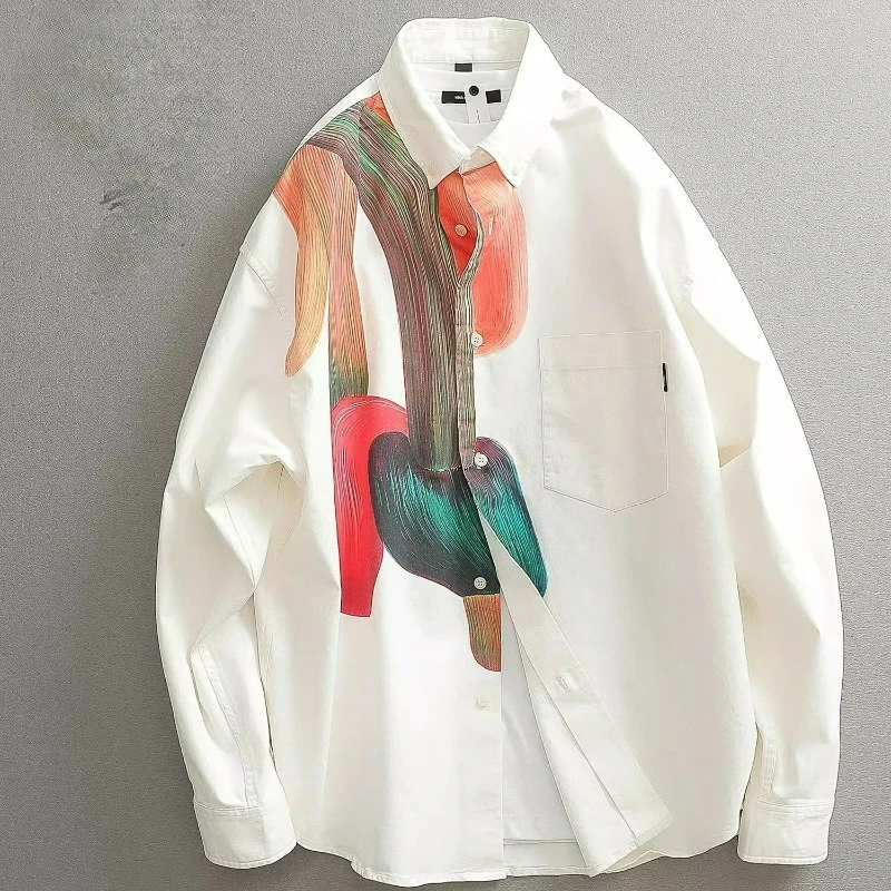

2025 Autumn New Japanese Retro Trendy Long-sleeved Shirt Fashion Tooling Casual Shirt Buckle Collar Versatile Top