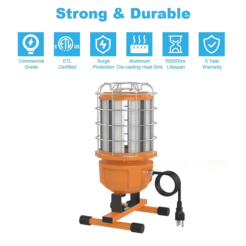 LED Temporary Work Light 80W 120V 5000K Portable Hanging Jobsite Light Handheld for Indoor and Outdoor Construction