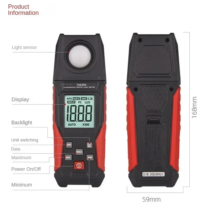 Digital Illuminometer TA630A/TA630B Light Meter High Precision Illuminometer Light Meter Photometric Luminance Meter Tools