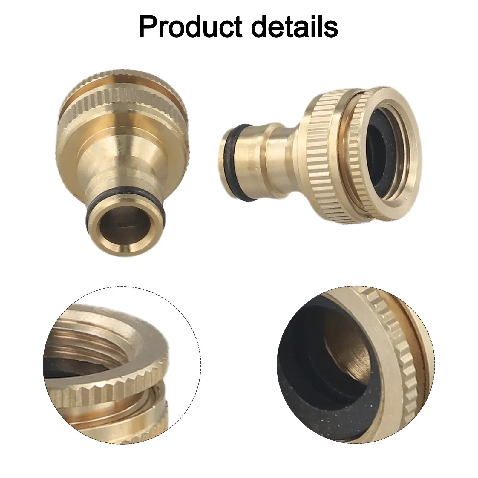 Garden Faucet Fitting Adaptor Brass Gold Universal Hose Tap Connector 1/2\'\' & 3/4\'\' Female Threaded Faucet Adapter