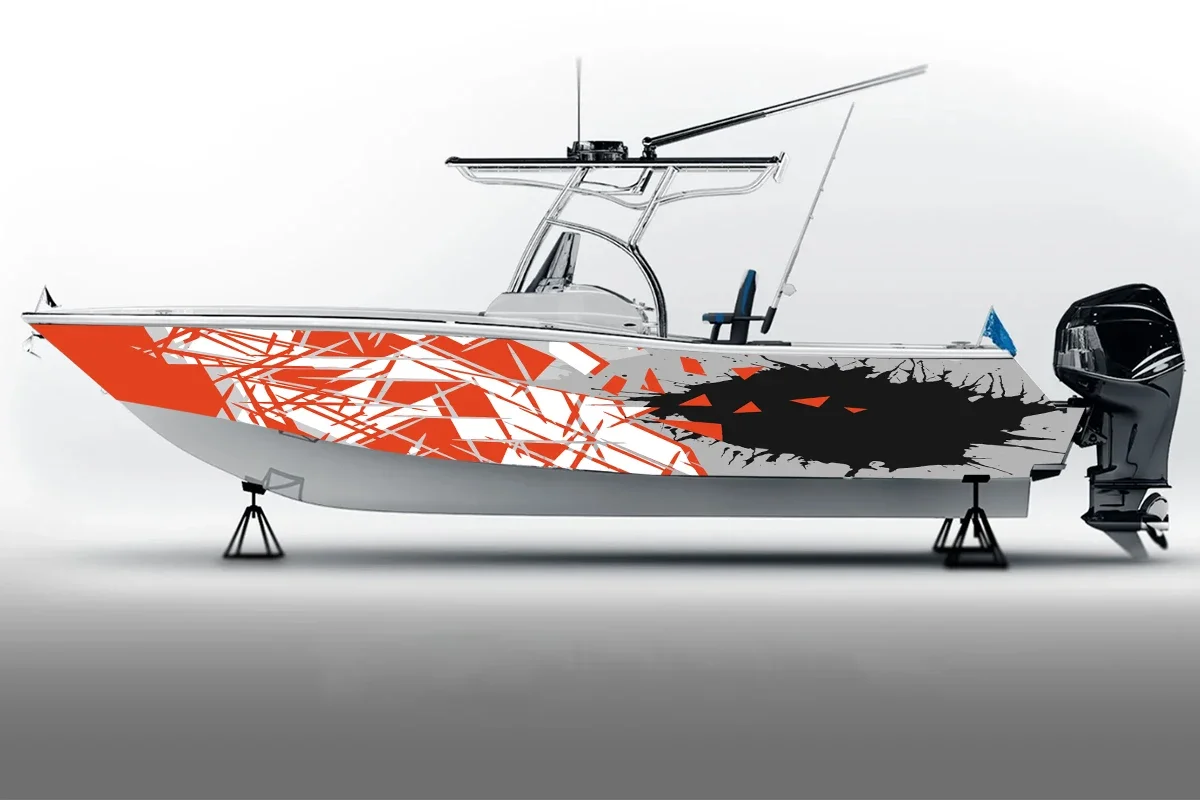 Geometric triangle abstract Boat Sticker, PVC Waterproof Durable Vinyl Wrap Decals for Fishing Boats, Durable and Stylish Design