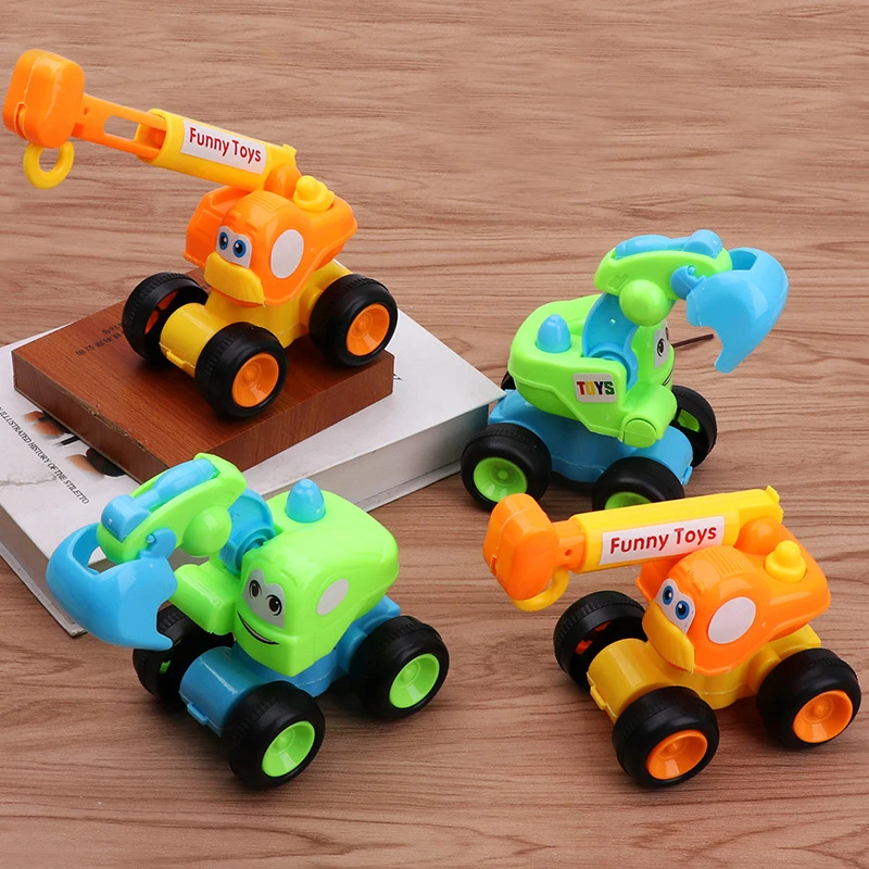 

1 Pcs Cartoon Educational Toys Simulation Engineering Car Toys Skidding Excavator Crane Inertia Car Toys Boys Birthday Gift