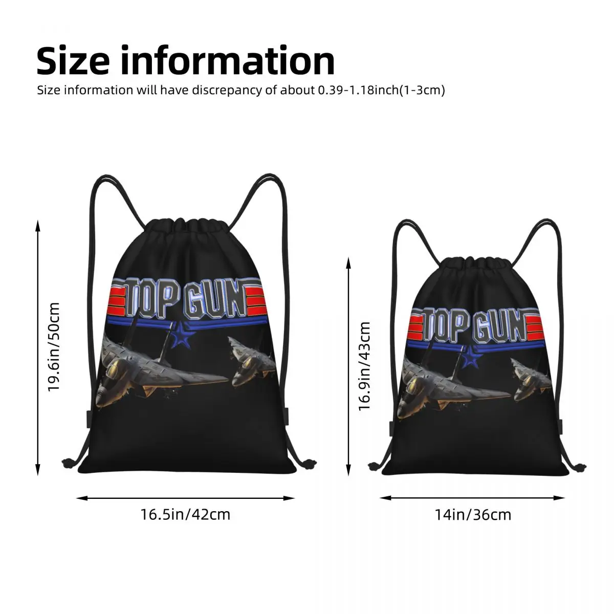 Maverick Film Top Gun bolsas con cordón portátiles multifunción, bolsa deportiva para libros